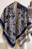 Floral Print Fringed Wrap Scarf