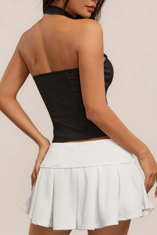 Button Detail Halter Tank Top