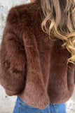 Faux Fur Zip-Front Collared Coat