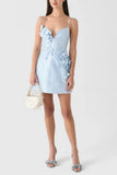 Floral Applique Sweetheart Mini Casual Dress