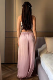 Smocked Waist Satin Balloon Pants