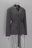 Double-Breasted Notched Lapel Blazer