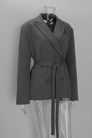 Double-Breasted Notched Lapel Blazer