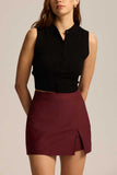 High-Waist Front Slit Mini Skirt