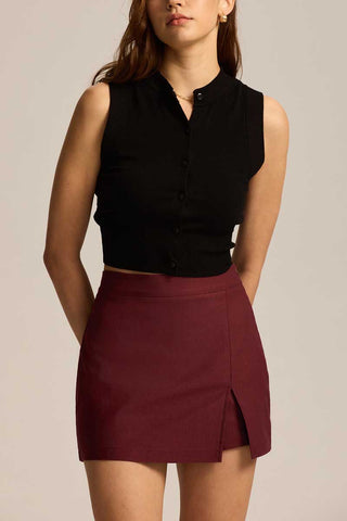 High-Waist Front Slit Mini Skirt