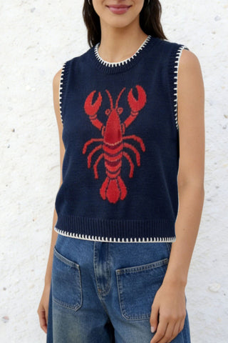 Cropped Crew Neck Lobster Vest