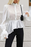 Ruffle Hem Button-Up Blouse
