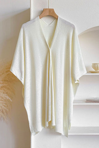 V-Neck Open Front Knit Cape