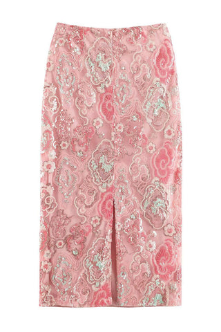 Sequin Floral Midi Skirt