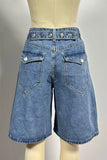 Contrast Stitch Denim Shorts