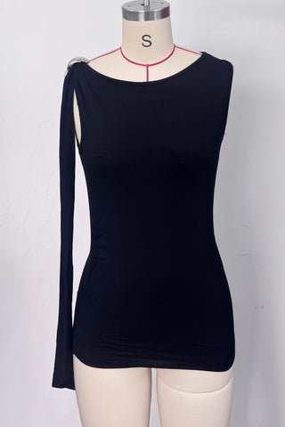 Asymmetrical Shoulder Ruched Top