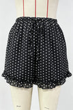 Polka Dot Ruffle Hem Casual Shorts
