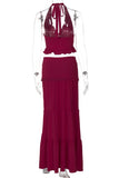 Halter Tie-Back Skirt Set