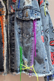 Studded Frayed Denim Jacket