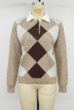 Argyle Knit Polo Collar Sweater