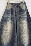 Zebra Print High-Waist Barrel Jeans
