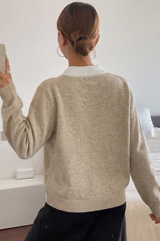 Argyle Knit Polo Collar Sweater