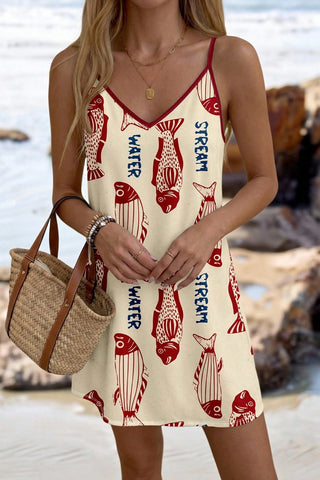 Printed Spaghetti Strap Casual Dress