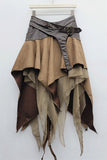Faux Leather Wrap Asymmetrical Midi Skirt
