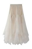 Tiered Tulle Ruffle A-Line Midi Skirt