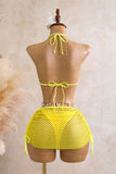 Floral Applique Three-Piece Bikini Set