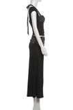 Halter Neck Polka Dot Skirt Set