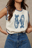Sleeveless Fish Graphic Tank Top