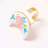Enamel Flower Heart Flower Ring