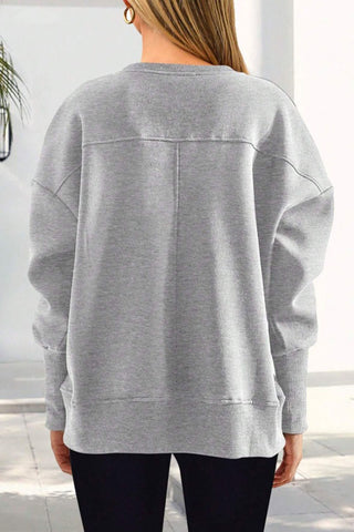 Crew Neck Side Slit Sweatshirt