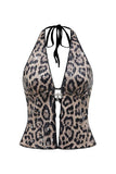 Sequin Halter Deep V-Neck Tank Top
