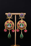 Enamel Bird Motif Dangle Earrings