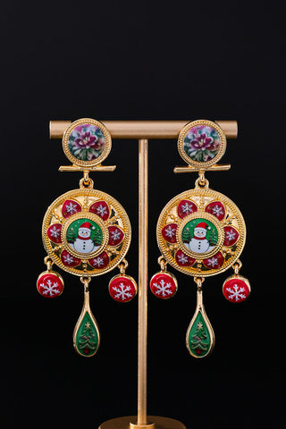Enamel Bird Motif Dangle Earrings