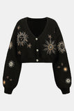 Celestial Motif Cropped Cardigan