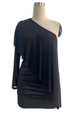 One-Shoulder Draped Mini Dress