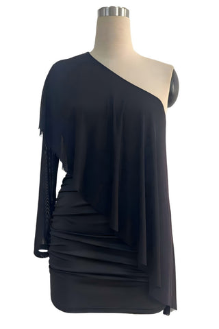One-Shoulder Draped Mini Dress