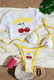 Cherry-Print Bikini Set with Cover-Up
