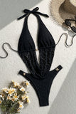 Halter Deep V Cutout Bikini Set