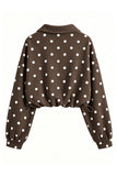 Polka Dot Half-Zip Crop Sweatshirt