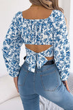 Floral Puff Sleeve Crop Top