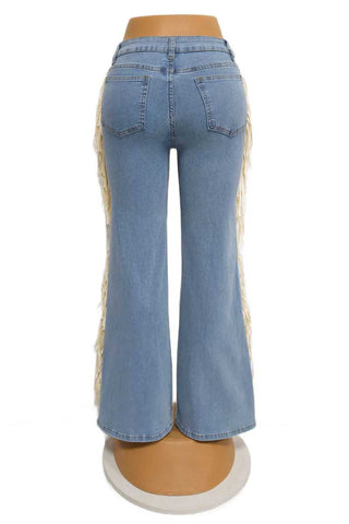 Fringe Side Wide Leg Jeans