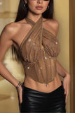 Sequin Halter Crop Top