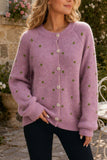 Polka Dot Knit Button-Front Cardigan