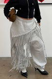 Fringe Asymmetrical Overlay Casual Pants