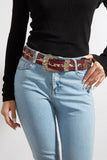 Ornate Buckle Leopard Stripe Belt