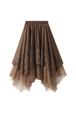 Floral Cutout Tulle Layered Midi Skirt