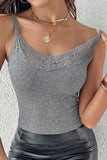 Floral Lace Trim Ribbed Cami