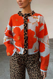 Floral Knit Cardigan with Contrast Trim