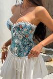 Floral Lace-Up Sweetheart Corset Top