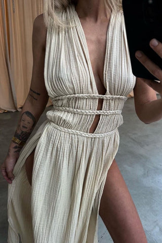 Halter Cutout Maxi Dress