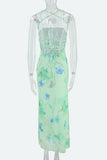 Floral Tie-Back Open Back Maxi Vacation Dress